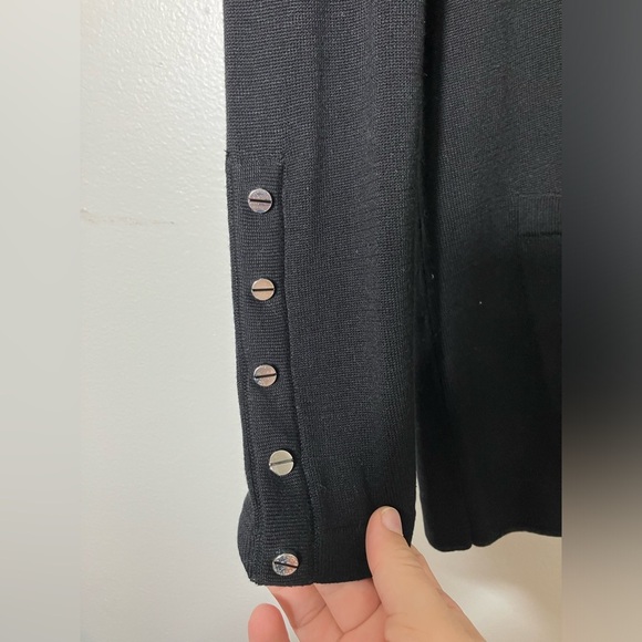 per se by‎ carlisle Cardigan Sz M Silk Preppy Office Casual Pockets Button Front - Picture 2 of 8